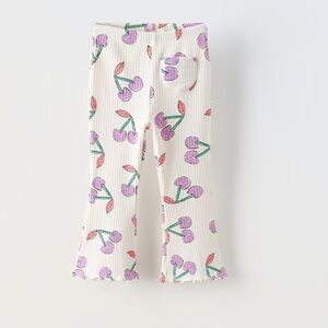 NWT Zara organic cotton flared cherry leggings 1.5 (12-18M)